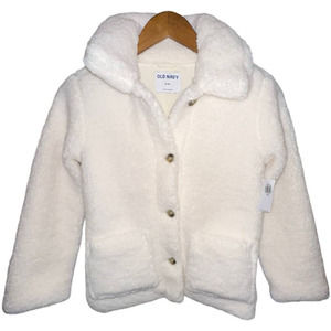NWT Old Navy Button Front Sherpa Jacket Girls Size Medium (8)